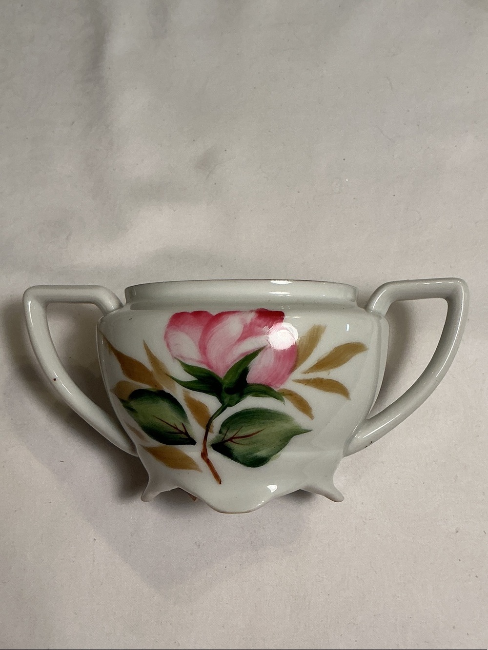 Lefton China Hand-Painted Floral Ceramic Sugar Bowl - Made in Japan no lid